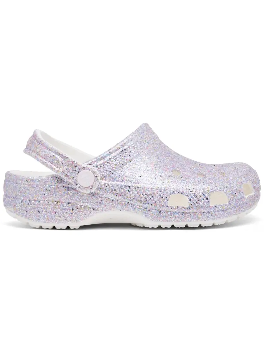Классические сабо с блестками для девочек от Finish Line Crocs — изображение 2 из 6, белый
