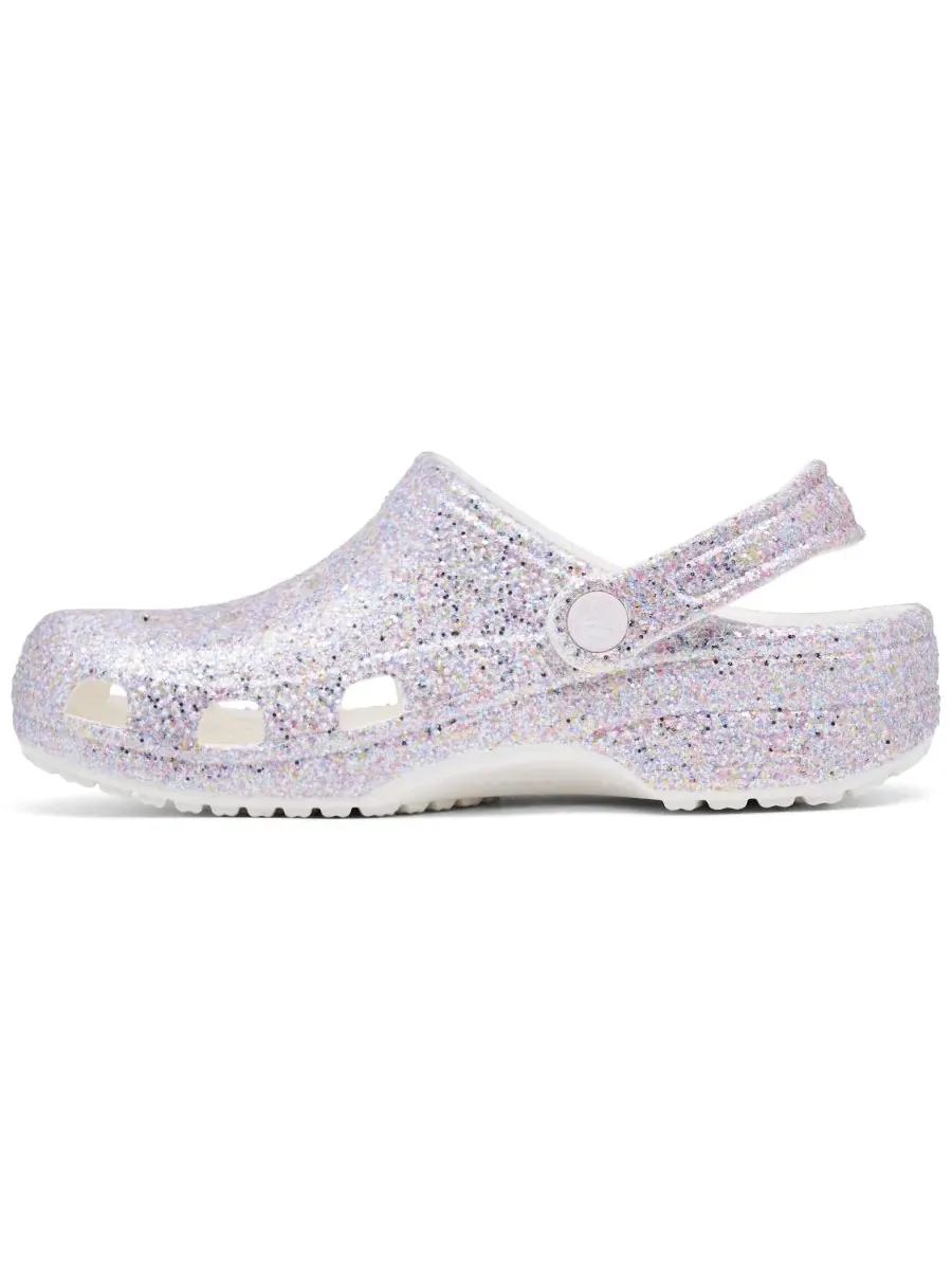 Классические сабо с блестками для девочек от Finish Line Crocs — изображение 3 из 6, белый