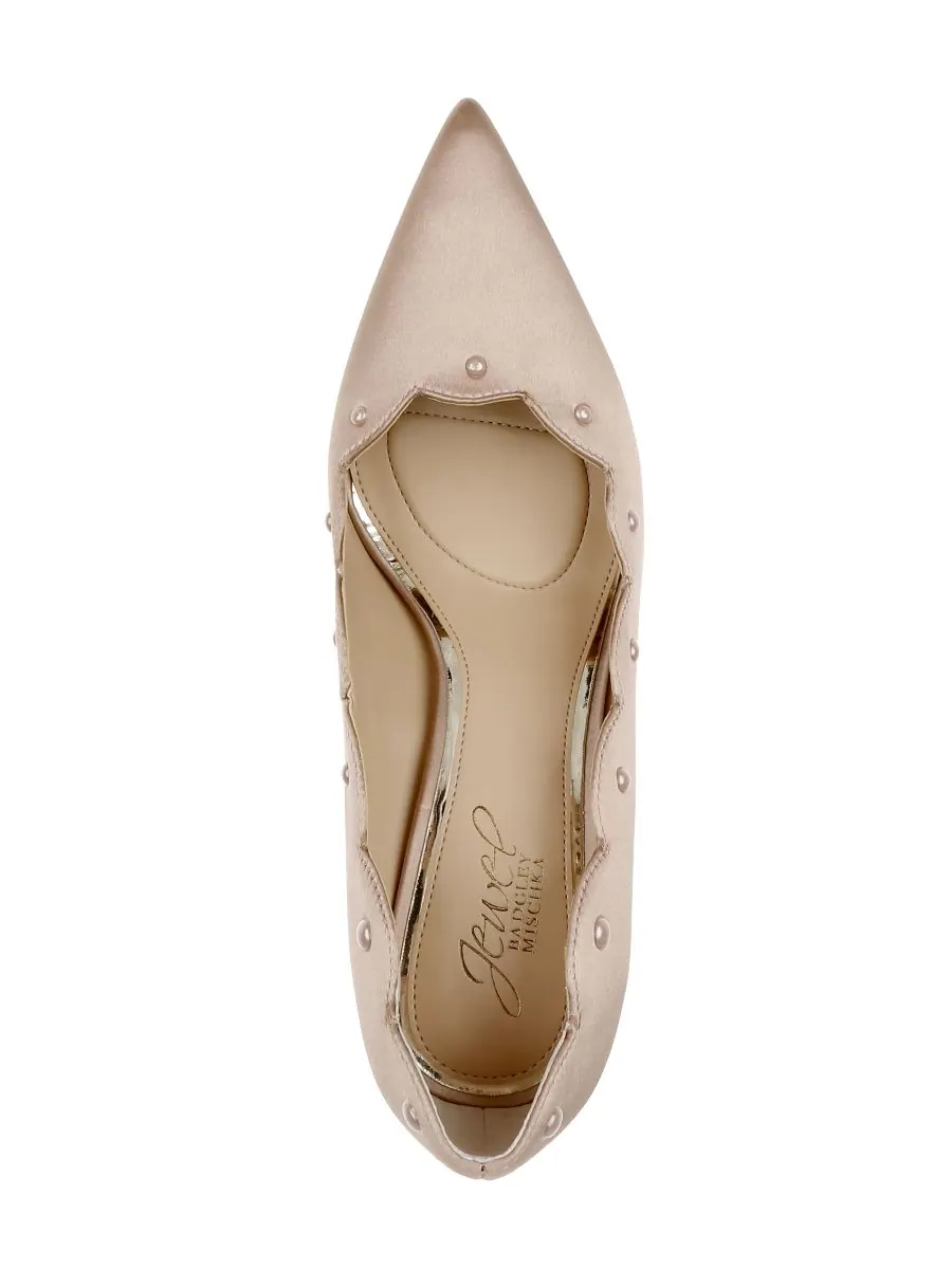 Женские вечерние туфли Eleni Jewel Badgley Mischka — изображение 4 из 5, бежевый