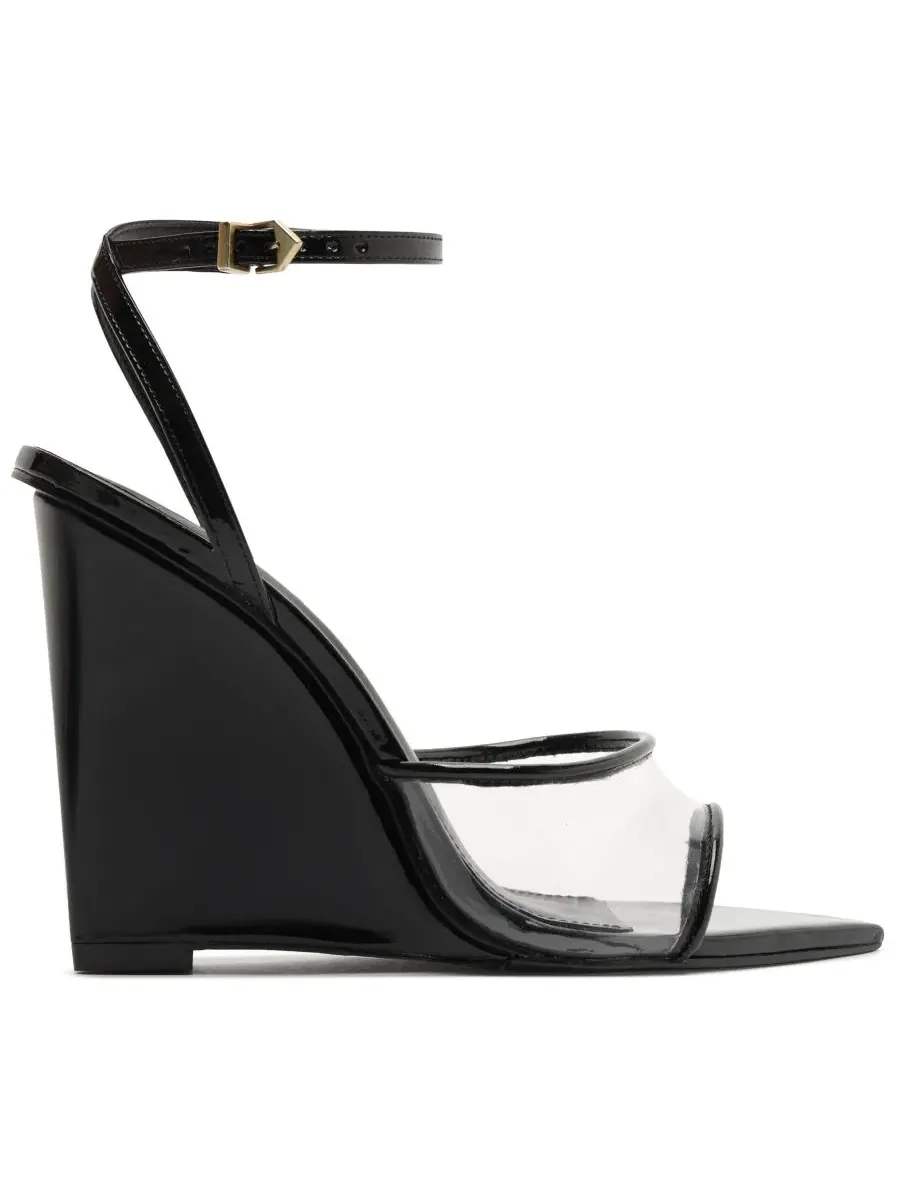 Женские босоножки-танкетки с прозрачным верхом Elodie Vinyl Pointed Toe Wedge Sandals Schutz — изображение 2 из 5