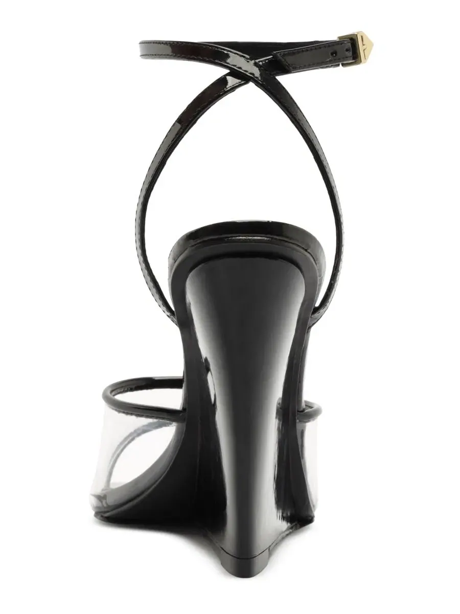Женские босоножки-танкетки с прозрачным верхом Elodie Vinyl Pointed Toe Wedge Sandals Schutz — изображение 3 из 5