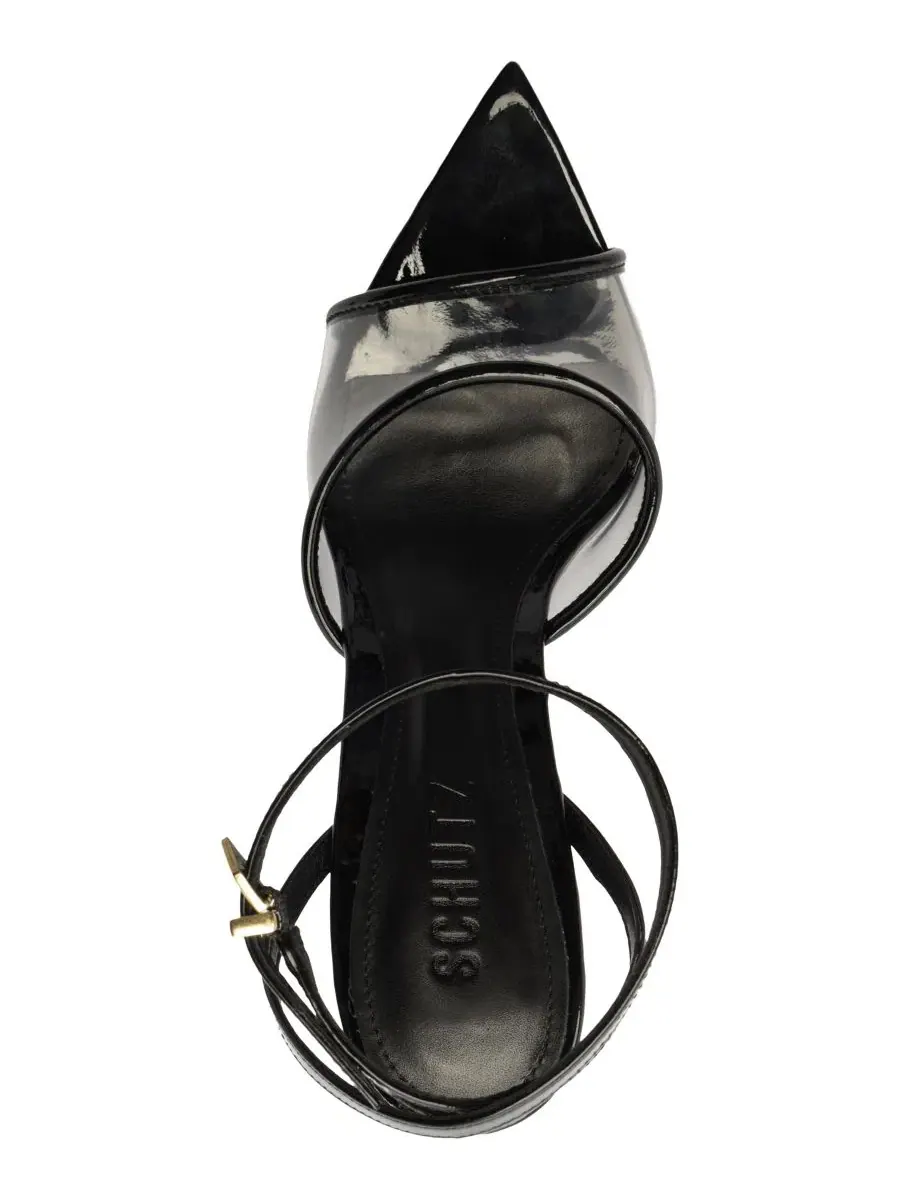 Женские босоножки-танкетки с прозрачным верхом Elodie Vinyl Pointed Toe Wedge Sandals Schutz — изображение 4 из 5