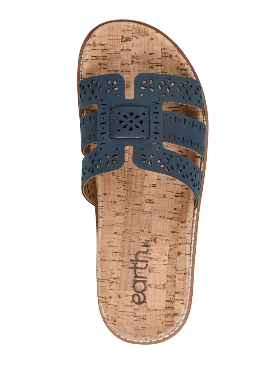 Сандалии-слайды с пробковой стелькой Fairren Flat Slip-On Footbed Sandals Earth — изображение 4 из 5, темно-синий