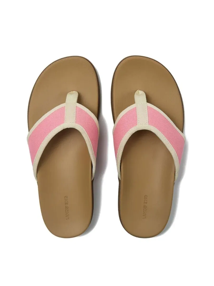 Женские шлепанцы из канваса All Day Comfort Canvas Flip Flops Lands' End — изображение 2 из 4, розовый