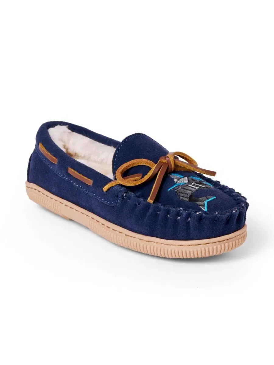 Детские тапочки Suede Shark Slippers Minnetonka — изображение 1 из 6, темно-синий