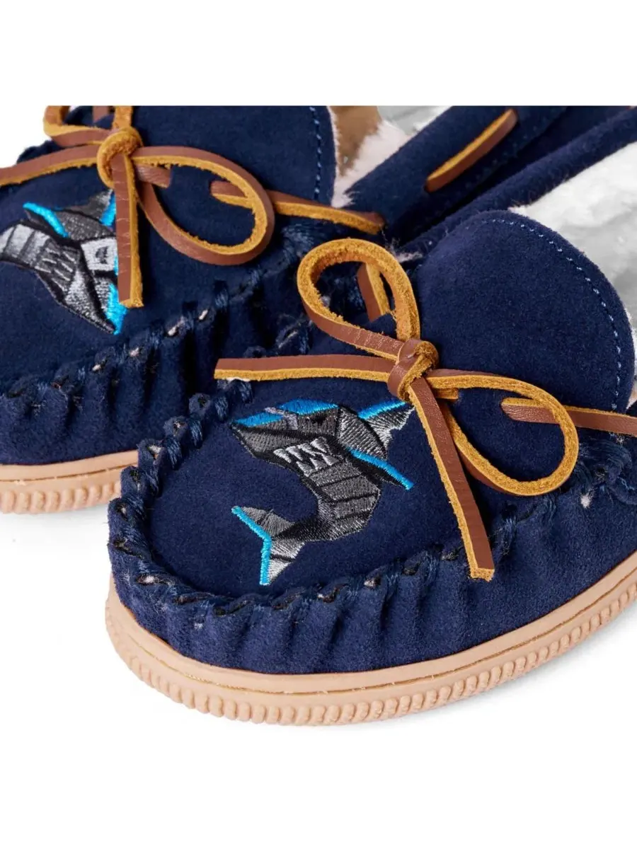 Детские тапочки Suede Shark Slippers Minnetonka — изображение 2 из 6, темно-синий