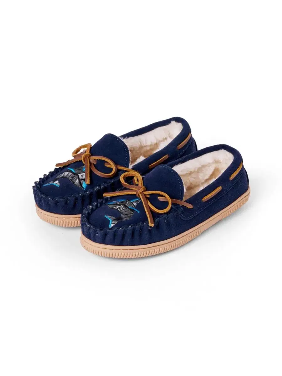 Детские тапочки Suede Shark Slippers Minnetonka — изображение 3 из 6, темно-синий
