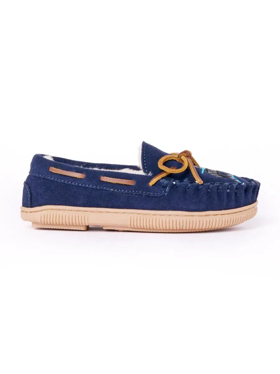 Детские тапочки Suede Shark Slippers Minnetonka — изображение 4 из 6, темно-синий