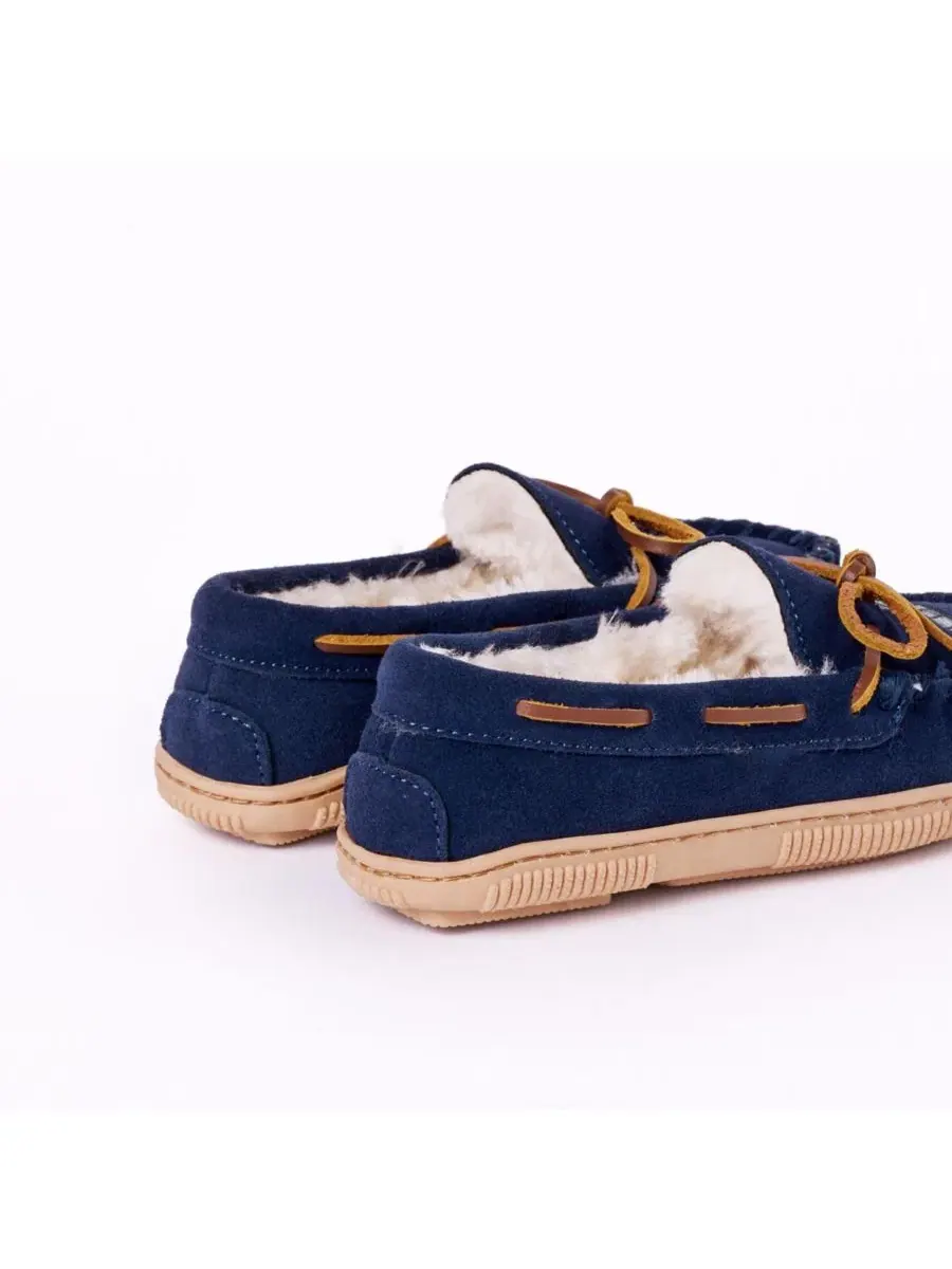 Детские тапочки Suede Shark Slippers Minnetonka — изображение 6 из 6, темно-синий