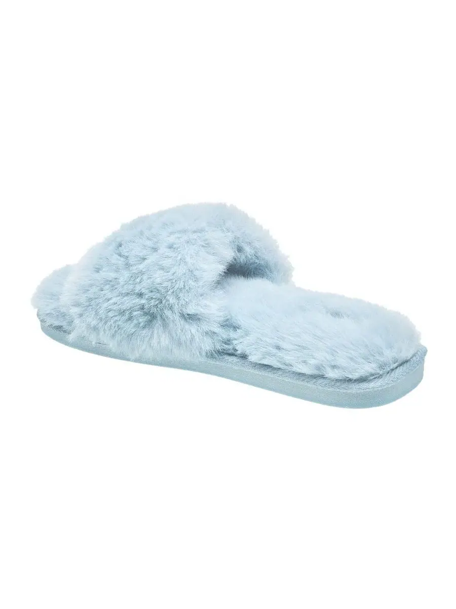 Домашние тапочки с искусственным мехом, открытый носок Nine West — изображение 3 из 5, светлый синий