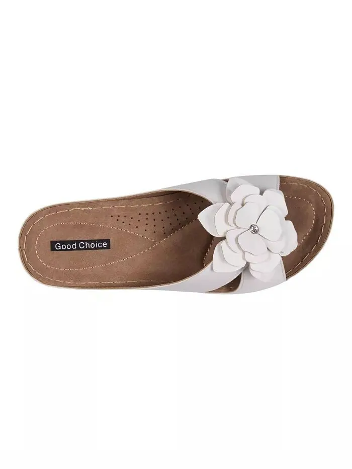 Женские комфортные сандалии Joy Flower Rosette GC Shoes — изображение 4 из 5, белый