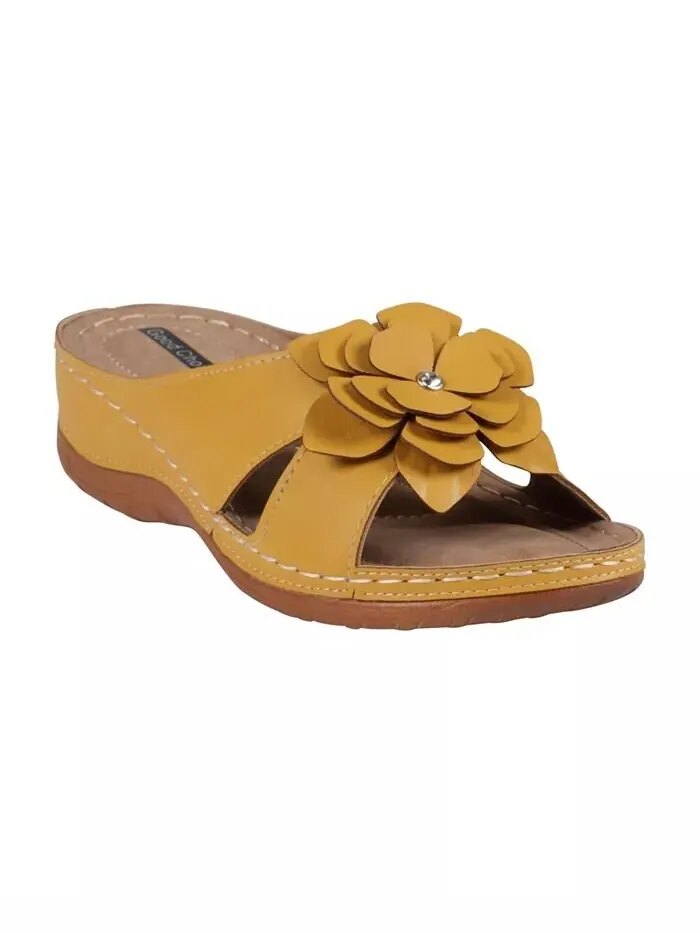 Женские комфортные сандалии Joy Flower Rosette GC Shoes — изображение 1 из 5, желтый