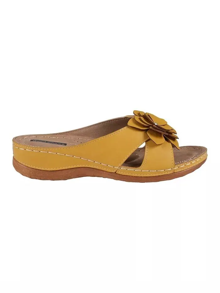 Женские комфортные сандалии Joy Flower Rosette GC Shoes — изображение 2 из 5, желтый