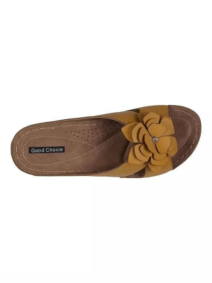 Женские комфортные сандалии Joy Flower Rosette GC Shoes — изображение 4 из 5, желтый