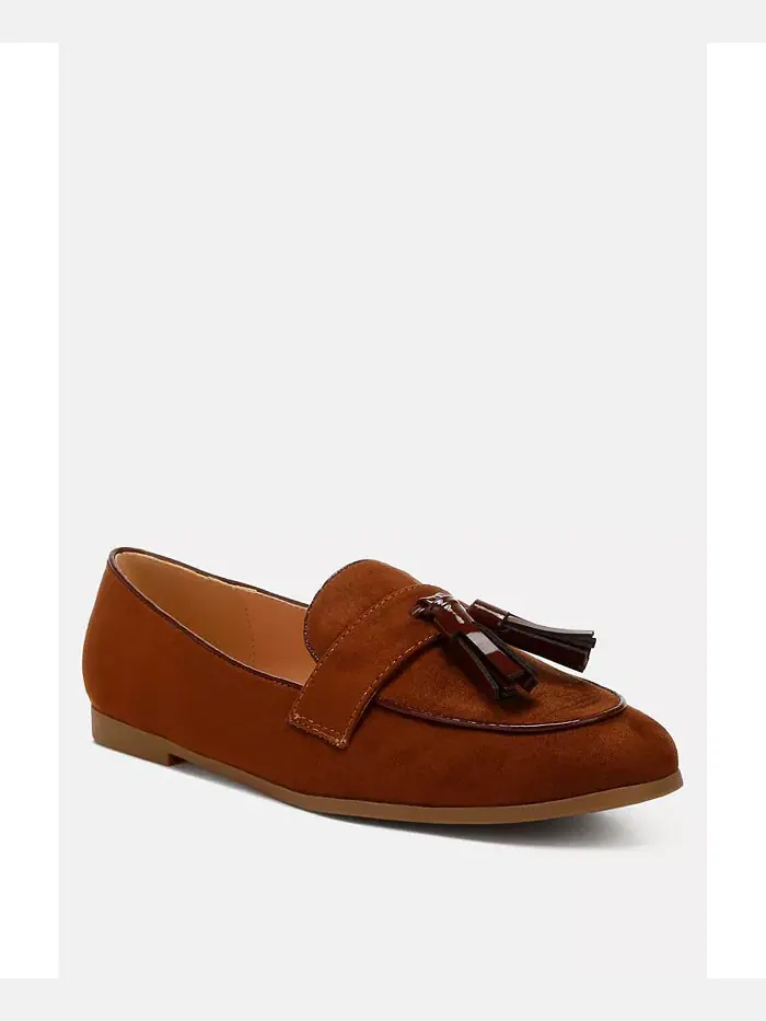 Фольклорные лоферы с кисточками из микро-замши Rag & Co — изображение 2 из 3, коричневый