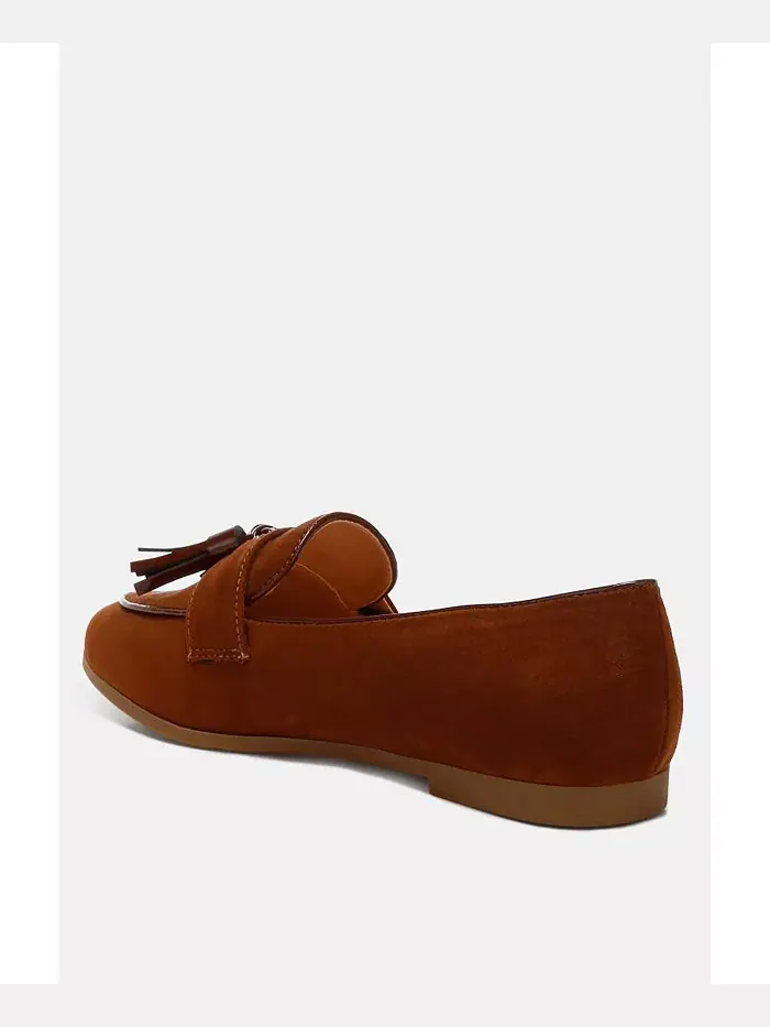 Фольклорные лоферы с кисточками из микро-замши Rag & Co — изображение 3 из 3, коричневый