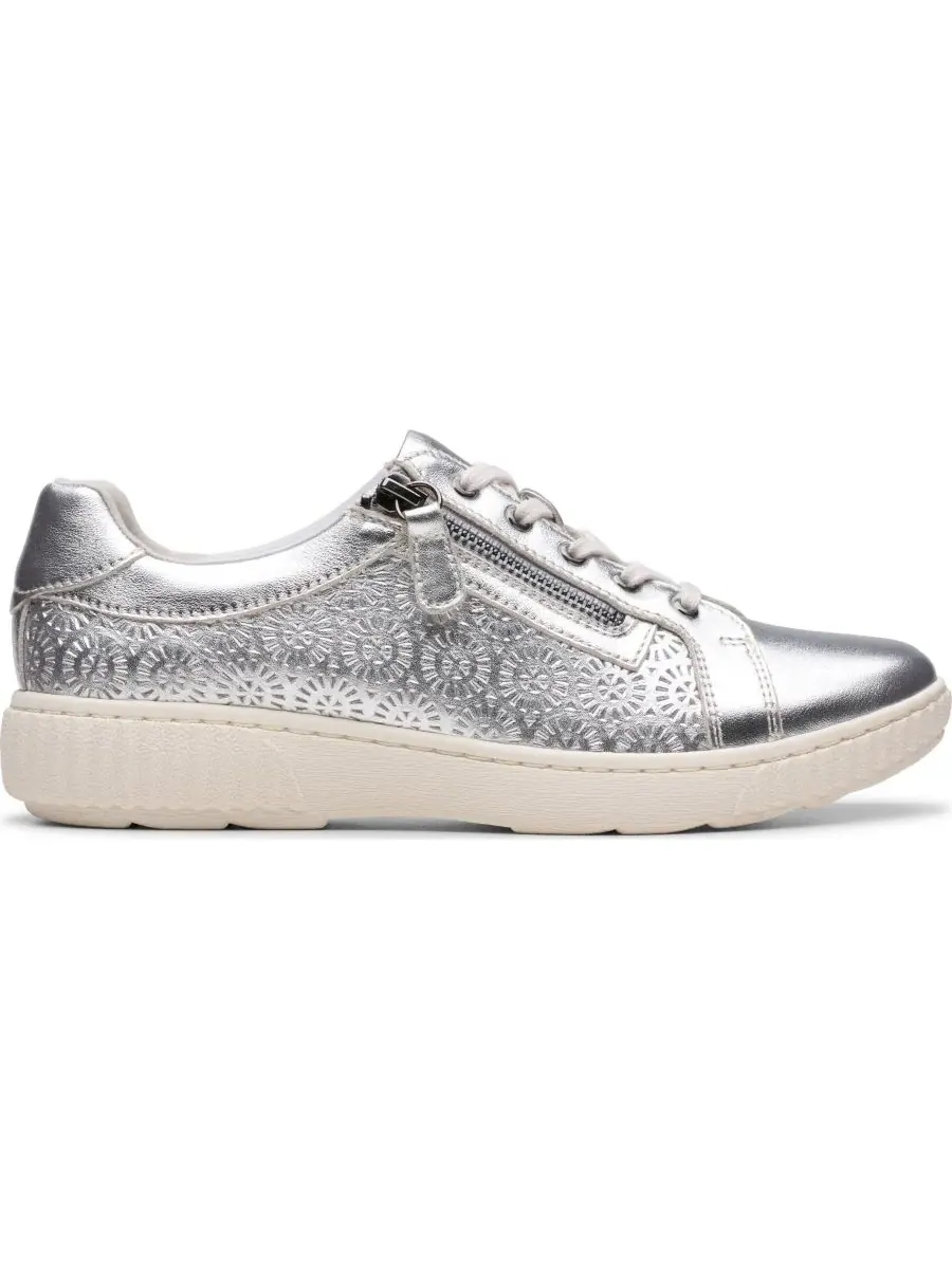 Кроссовки женские Clarks Caroline Rio, серебро, кожа — изображение 2 из 7, серебристый