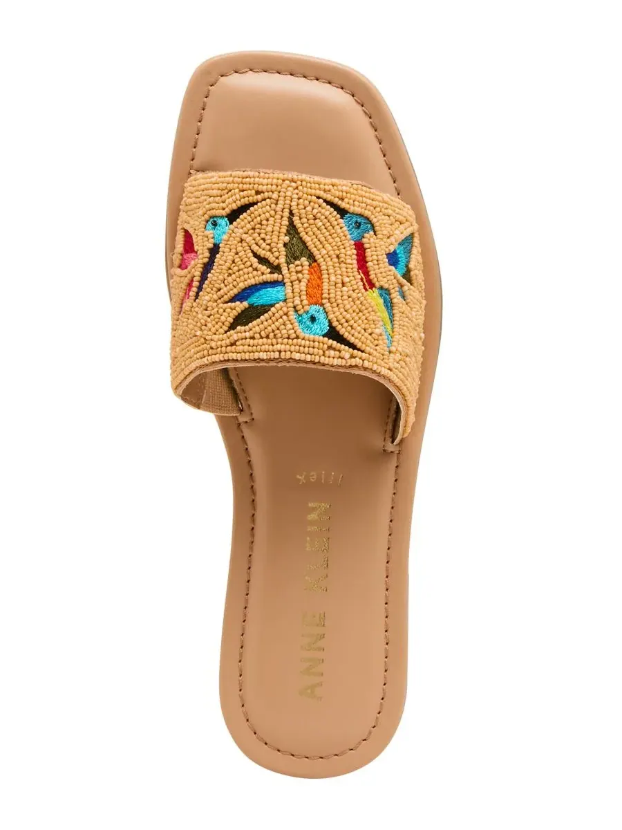 Anne Klein Женские сандалии-шлепанцы Brianne с бисером — изображение 4 из 7, натуральный мульти