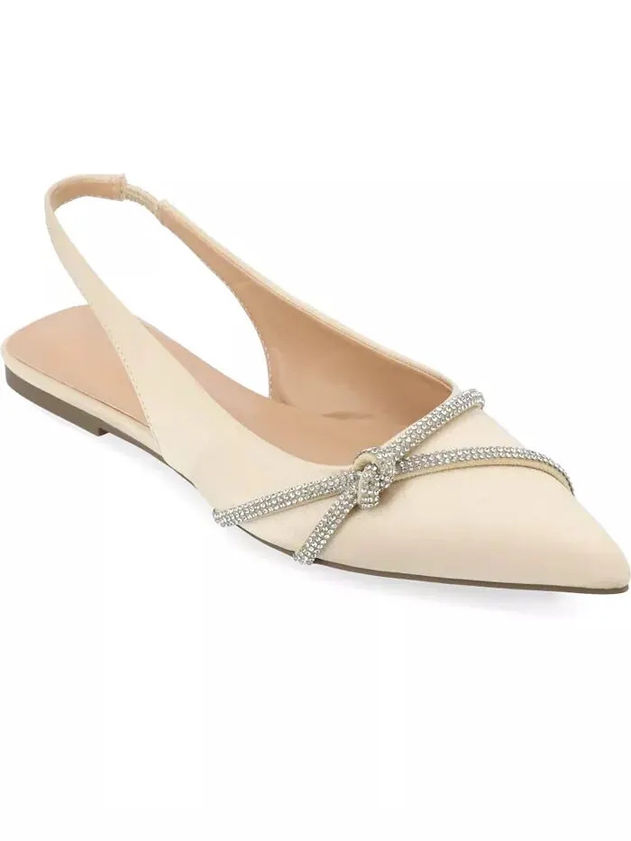 Женские туфли Rebbel Rhinestone Knot Slingback Flats Journee Collection — изображение 1 из 9, шампань