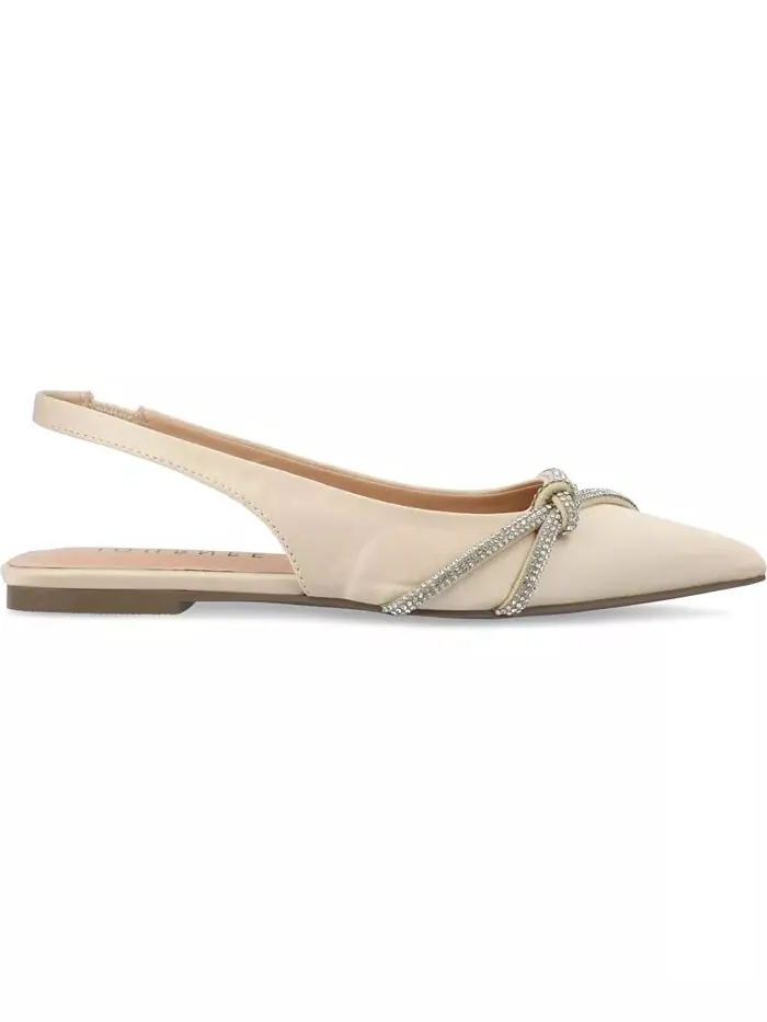 Женские туфли Rebbel Rhinestone Knot Slingback Flats Journee Collection — изображение 2 из 9, шампань