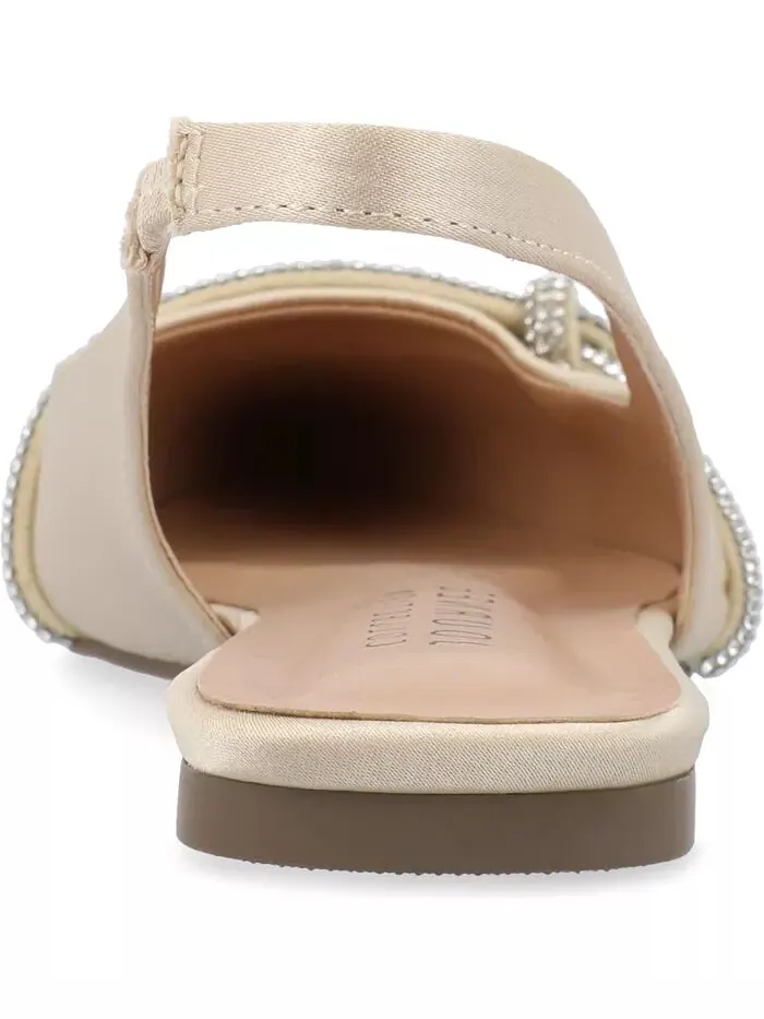 Женские туфли Rebbel Rhinestone Knot Slingback Flats Journee Collection — изображение 3 из 9, шампань
