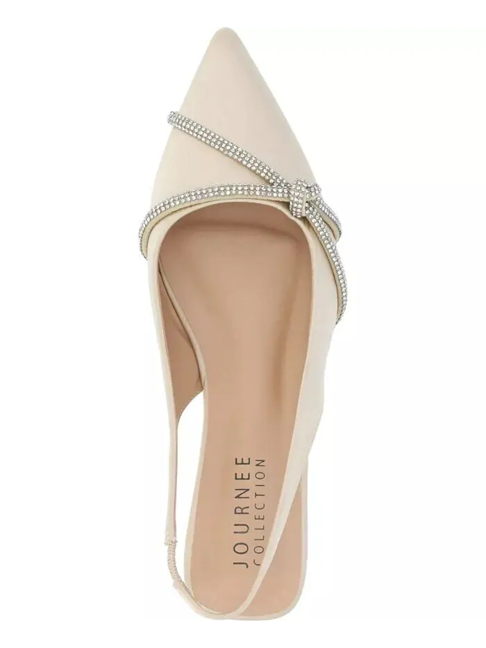 Женские туфли Rebbel Rhinestone Knot Slingback Flats Journee Collection — изображение 4 из 9, шампань