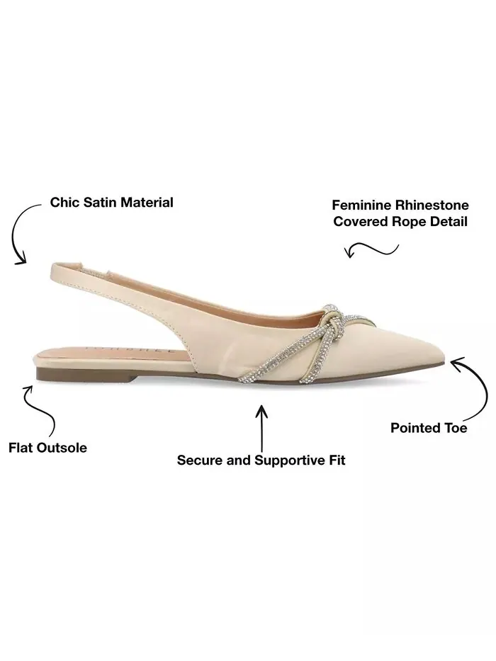 Женские туфли Rebbel Rhinestone Knot Slingback Flats Journee Collection — изображение 6 из 9, шампань