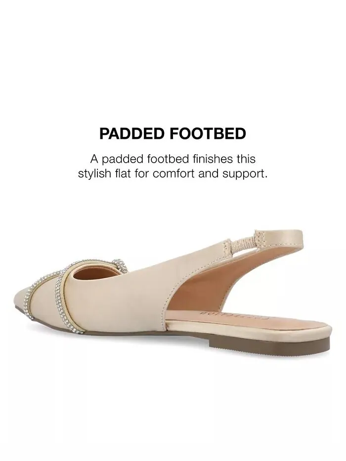 Женские туфли Rebbel Rhinestone Knot Slingback Flats Journee Collection — изображение 8 из 9, шампань