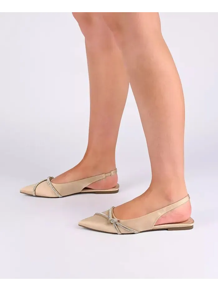 Женские туфли Rebbel Rhinestone Knot Slingback Flats Journee Collection — изображение 9 из 9, шампань