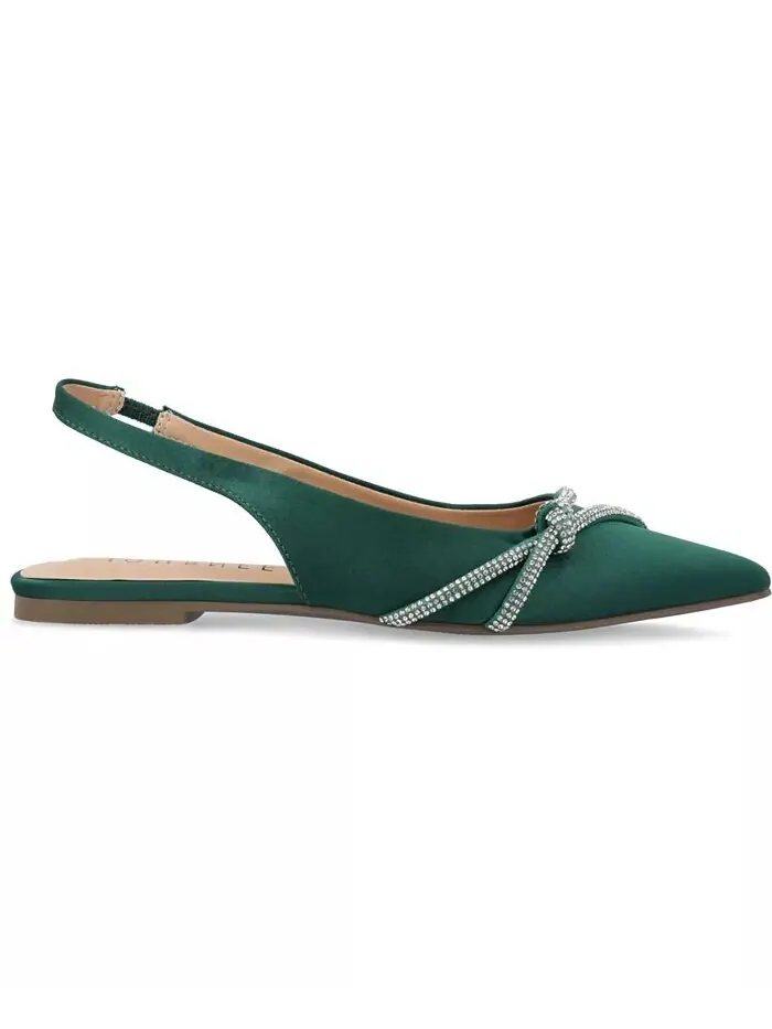 Женские туфли Rebbel Rhinestone Knot Slingback Flats Journee Collection — изображение 2 из 8, зеленый