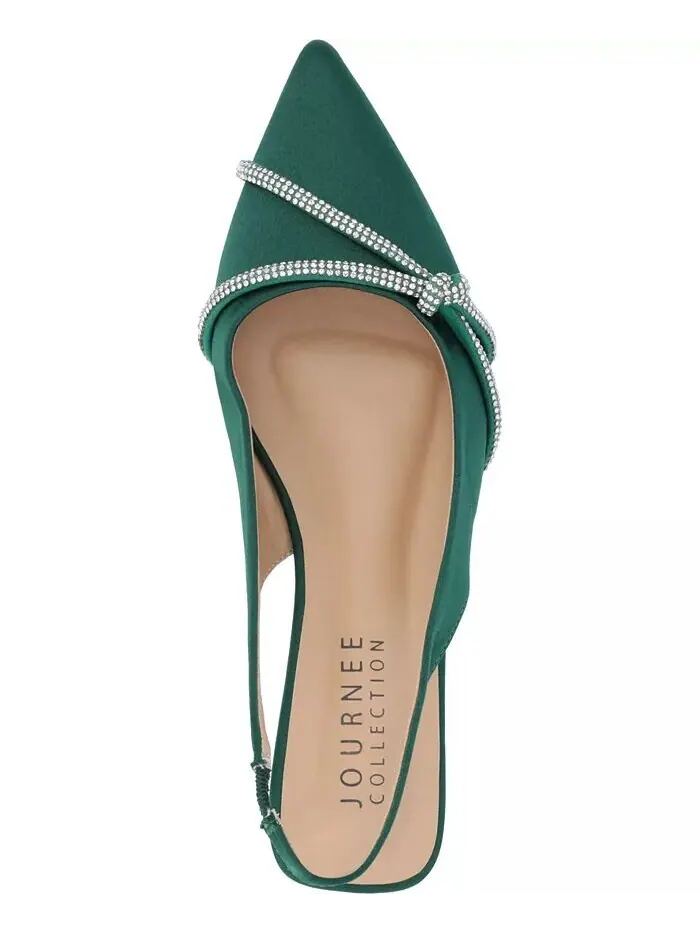 Женские туфли Rebbel Rhinestone Knot Slingback Flats Journee Collection — изображение 4 из 8, зеленый