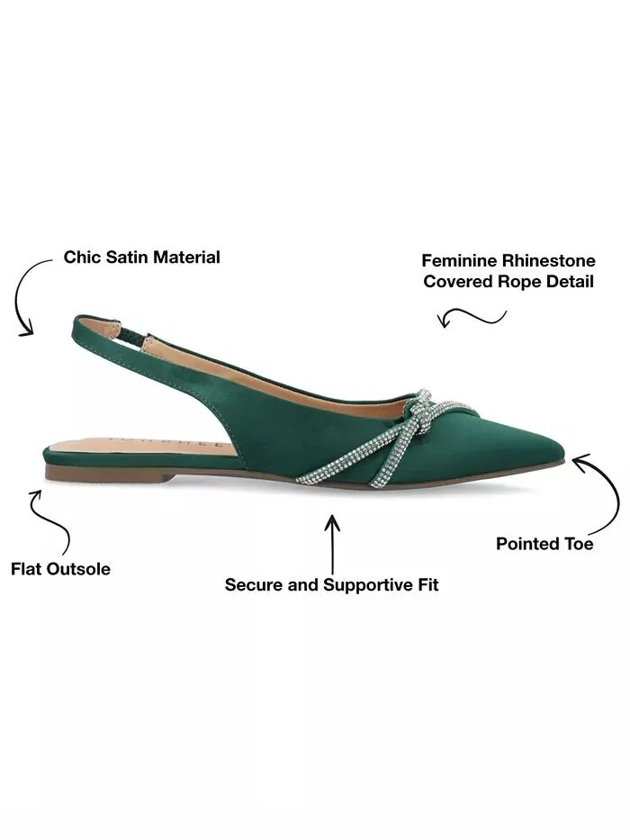 Женские туфли Rebbel Rhinestone Knot Slingback Flats Journee Collection — изображение 6 из 8, зеленый