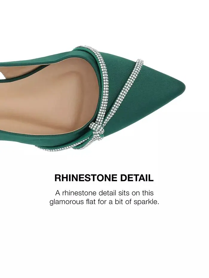 Женские туфли Rebbel Rhinestone Knot Slingback Flats Journee Collection — изображение 7 из 8, зеленый