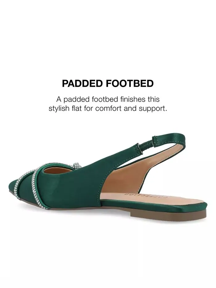 Женские туфли Rebbel Rhinestone Knot Slingback Flats Journee Collection — изображение 8 из 8, зеленый