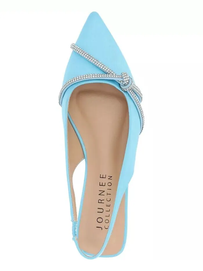 Женские туфли Rebbel Rhinestone Knot Slingback Flats Journee Collection — изображение 4 из 8, синий