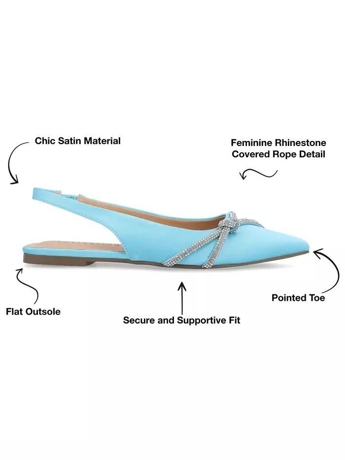 Женские туфли Rebbel Rhinestone Knot Slingback Flats Journee Collection — изображение 6 из 8, синий
