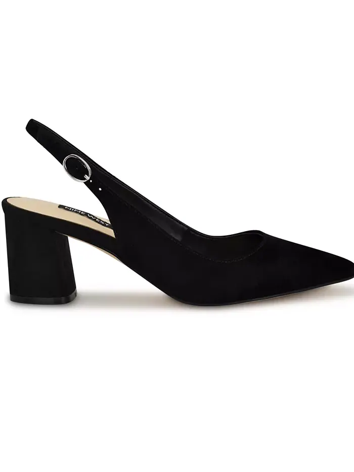 Женские туфли-лодочки Kamsee на устойчивом каблуке с открытой пяткой Nine West — изображение 2 из 5, черный