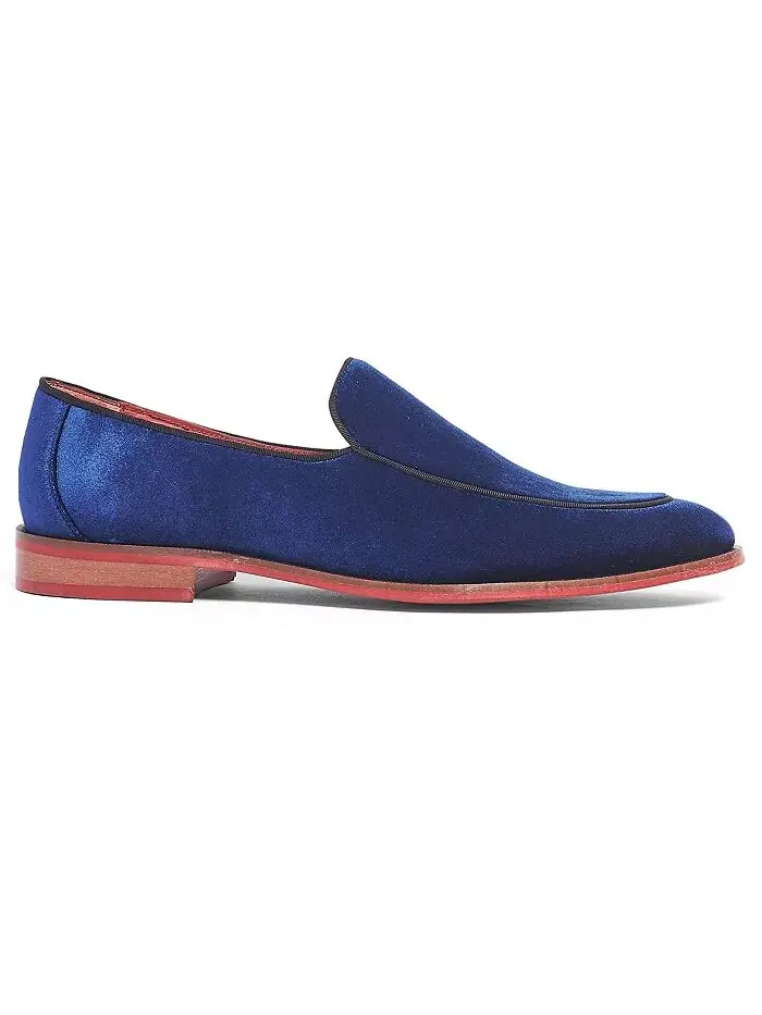 Мужские бархатные свадебные мокасины Prince Slip-On Carlos by Carlos Santana — изображение 2 из 5, темно-синий