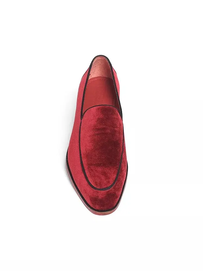Мужские бархатные свадебные мокасины Prince Slip-On Carlos by Carlos Santana — изображение 4 из 5, красный