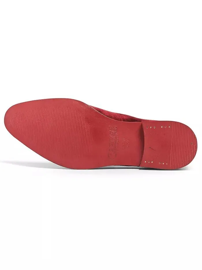 Мужские бархатные свадебные мокасины Prince Slip-On Carlos by Carlos Santana — изображение 5 из 5, красный