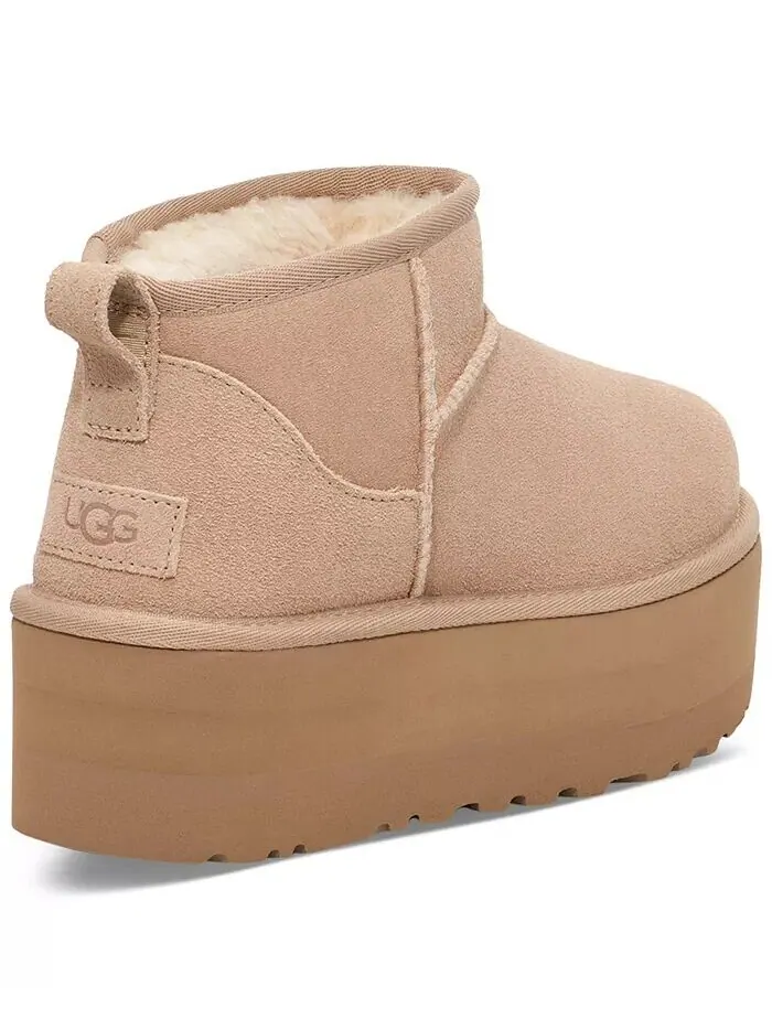Женские классические ботильоны на платформе ультра-мини UGG — изображение 3 из 6, бежевый