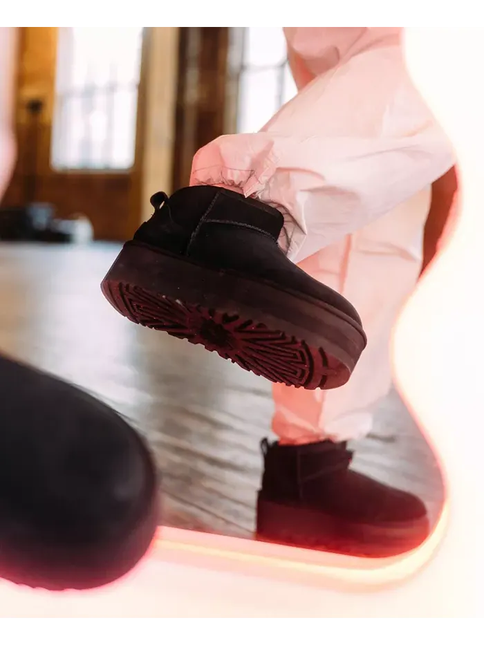 Женские классические ультрамини-ботинки на платформе UGG® — изображение 6 из 8, черный