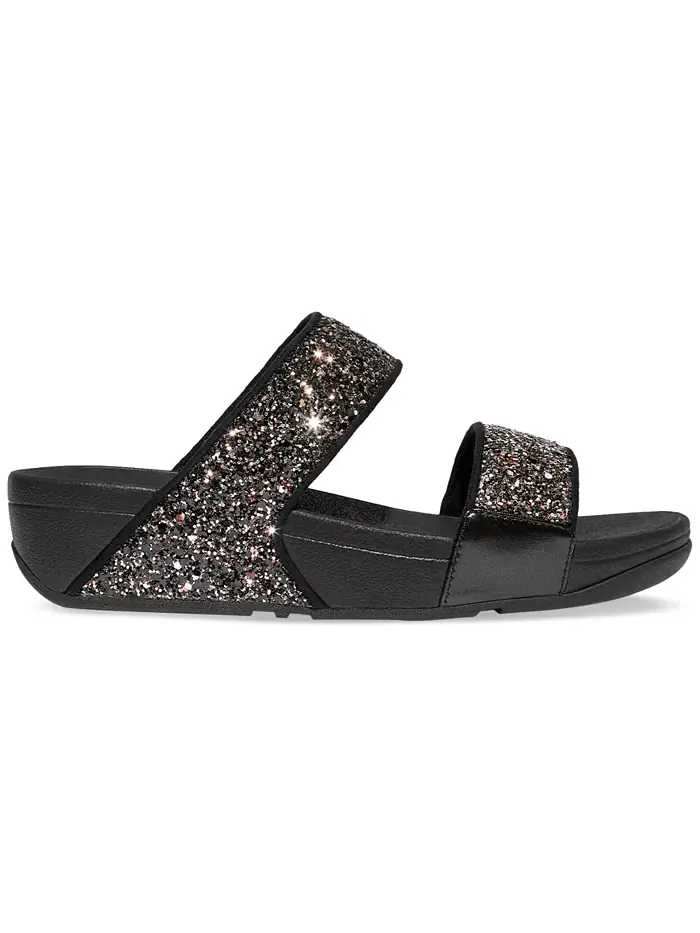 Женские босоножки-танкетки Lulu Multi-Tonal Glitter FitFlop — изображение 2 из 5, черный мульти