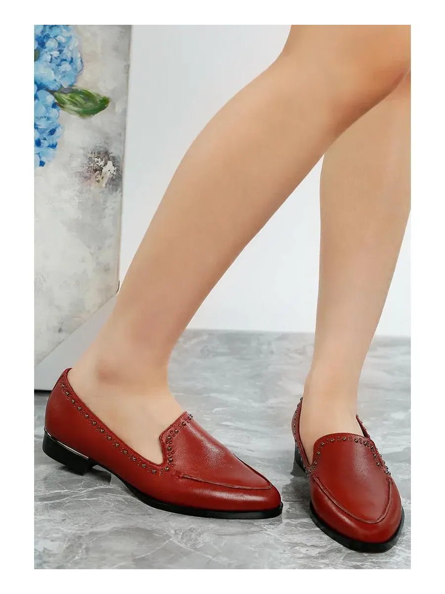 Лоферы с заклепками Wolferton Delicate Stud Detail Rag & Co — изображение 6 из 6, красный