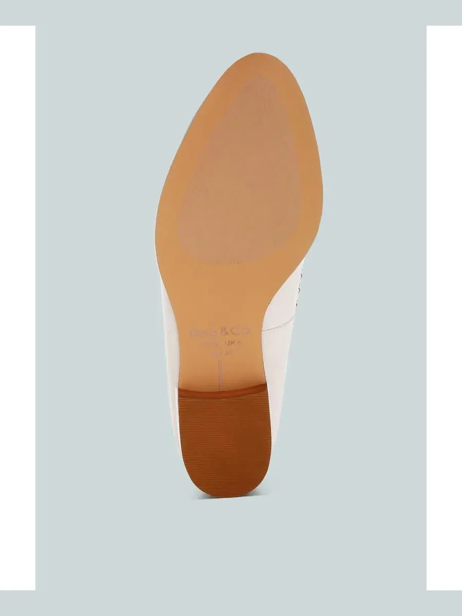 Лоферы с принтом из натуральной кожи Wolferton Delicate Stud Detail Rag & Co — изображение 5 из 6, белый