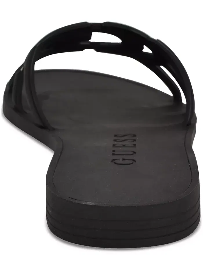 Эластичные сандалии Elyho Logo Cutout Flat Jelly Slide с вырезанным логотипом GUESS — изображение 3 из 5, черный