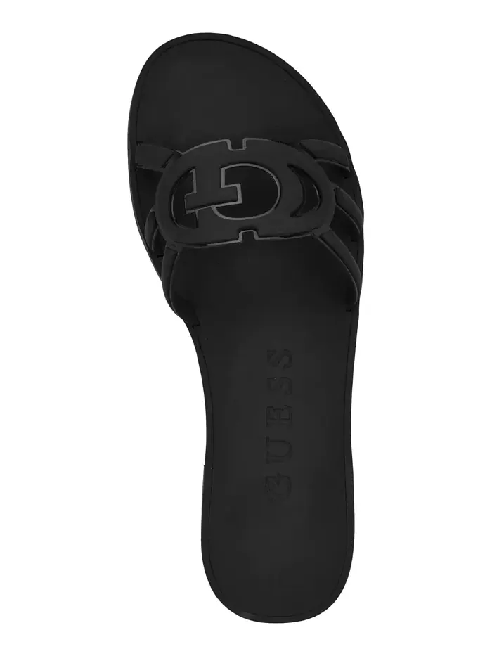 Эластичные сандалии Elyho Logo Cutout Flat Jelly Slide с вырезанным логотипом GUESS — изображение 4 из 5, черный