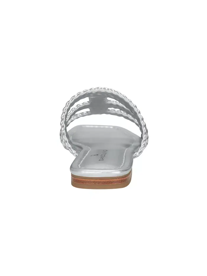 Женские плетеные сандалии Sumer Woven Caged Flat Slide Bandolino — изображение 3 из 5, серебряный