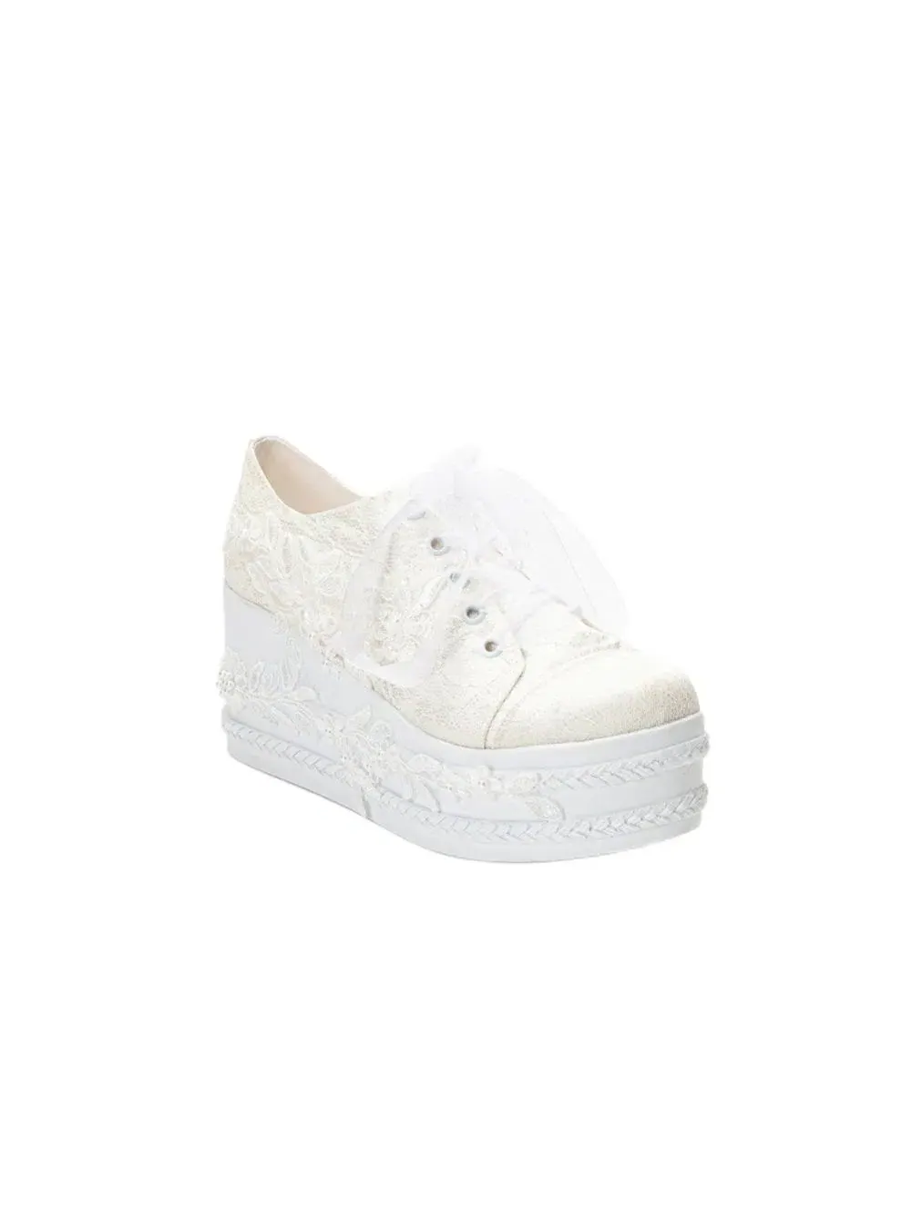 Платформенные кроссовки-сникерсы с кружевным верхом Valencia Forever & Always Shoes — изображение 1 из 4, белый