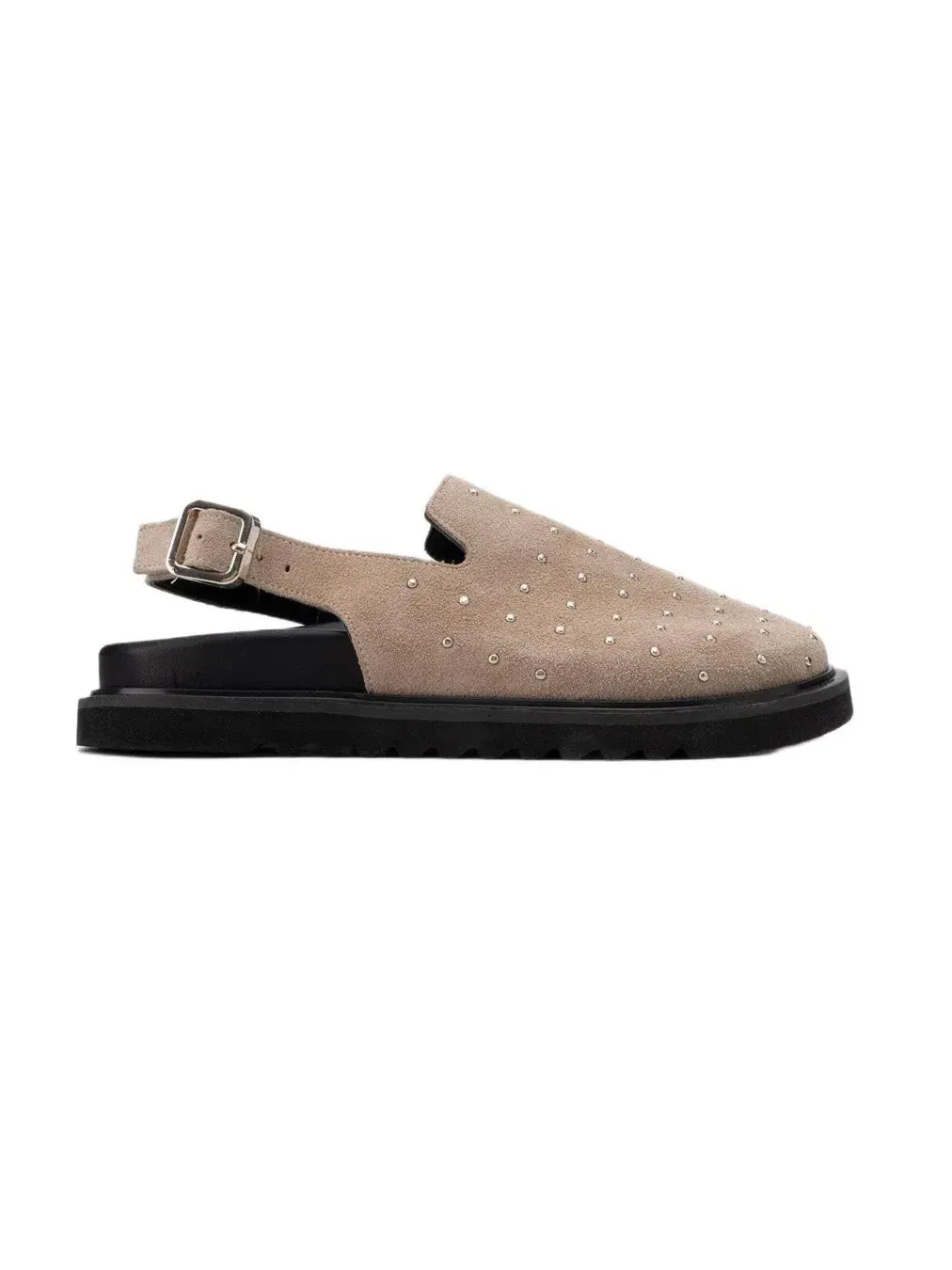Женские кожаные сабо с заклепками Forever & Always Shoes — изображение 3 из 4, бежевый